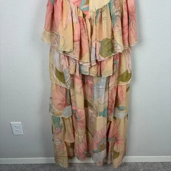 The Dolls House Dolce Dress Medium Boho Sexy Floral Chiffon Corset Bodice Pastel - Picture 4 of 9